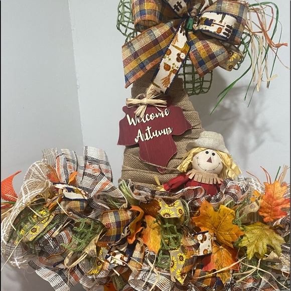 Fall scarecrow Wreath,Scarecrow Hat Wreath,Fall Decor,Fall Wreath - Picture 5 of 5